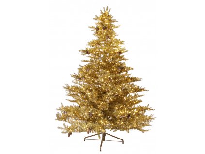Zlatý vánoční strom s šiškami 1400 LED EU, výška 300 cm