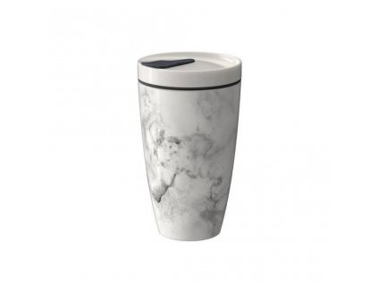 Porcelánový termohrnek s víčkem z kolekce TO GO MARMORY, objem 0,35 litru