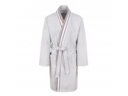 Vaflové kimono z kolekce SUMMER PIQUÉE bílo šedé S