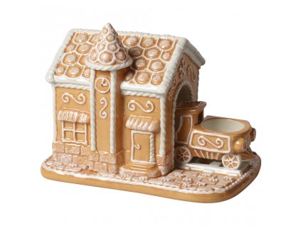 Vánoční svícen WINTER BAKERY DECORATION Perníková chaloupka s vláčkem