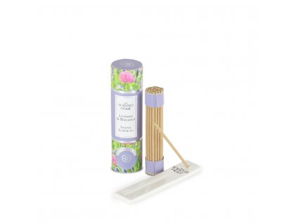 Sada vonných tyčinek mini s keramickým stojanem Lavender & Bergamot, 12 cm