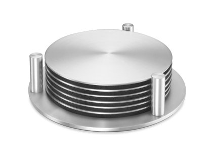 Sada podtácků se stojánkem REGIO, 6 ks, kartáčovaná nerez