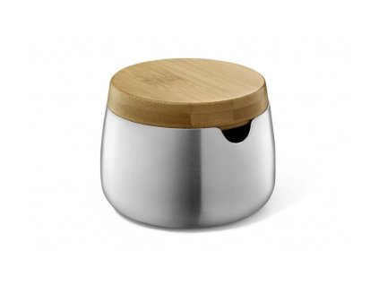 Nádobka na cukr s bambusovým víčkem BEVO, kartáčovaná nerez