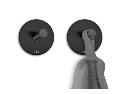 Samolepicí háček na ručníky PECO, set 2 ks, kulatý, černý