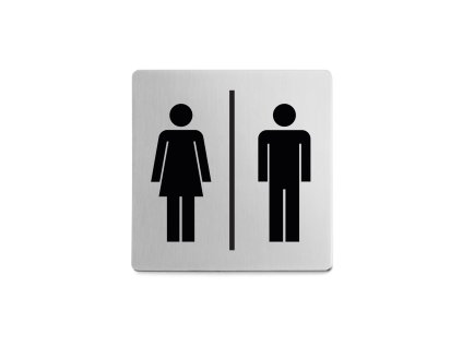 Samolepicí piktogram "Žena / Muž" INDICI, kartáčovaná nerez