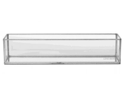 Podlouhlá skleněná lucerna ADRINE, s šedým rámečkem, délka 44,5 cm