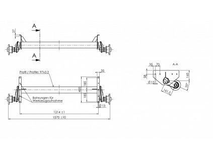Náprava AL-KO UBR 1200-5 (1300 kg), a=1214 mm, c=1570 mm, 112x5 (Sacher)