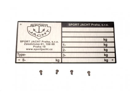 Originální výrobní štítek na přívěsy SPORTJACHT