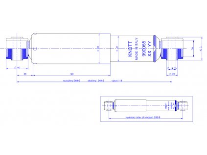 Tlumič k nápravě KNOTT typ 990055 (do 1800 kg/1 náprava) montáž za kolo