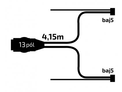 Kabeláž 4,15 m/ 13-pól. zástrčka, s předními vývody QS150, baj5, VAPP (Jokon komp.)