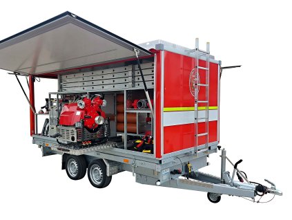 Třístranný sklápěcí přívěs s odnímatelnou skříňovou kontejnerovou nástavbou AHB 2700 kg 3600x1850mm
