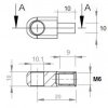 Oko k plynové vzpěře BM, pr. 10,1mm, c=20mm, pro závit M6, ocel