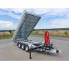 Třístranný třínápravový sklápěcí přívěs s hydraulickou rukou AHB 3500kg 4100x2100mm