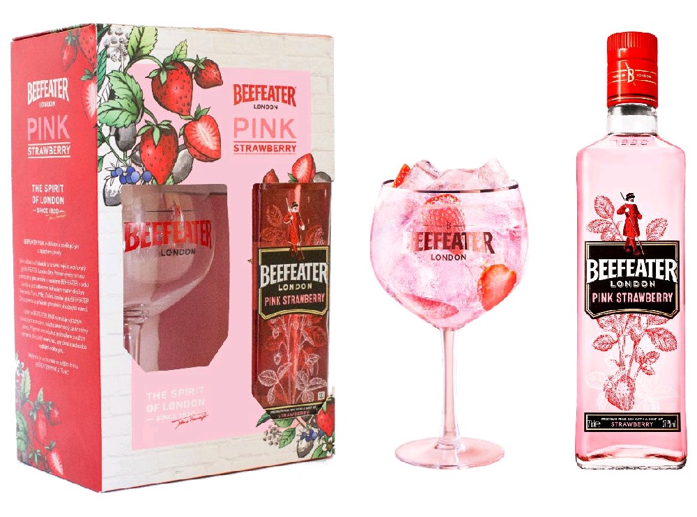 Beefeater Pink se skleničkou 37,5% 0,7 l (dárkové balení)