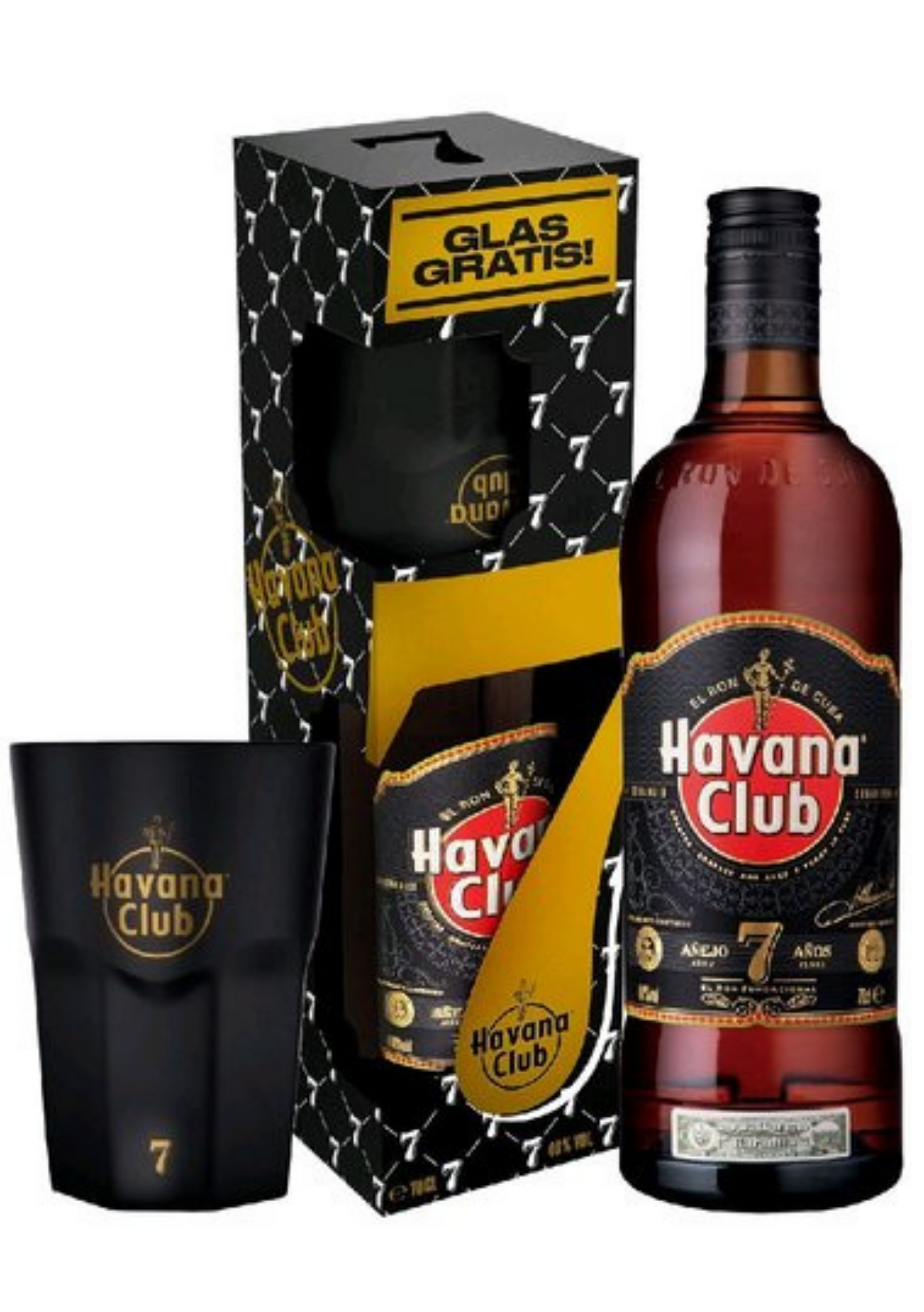 Havana Club Aňejo 7 aňos s matnou skleničkou 40% 0,7 l