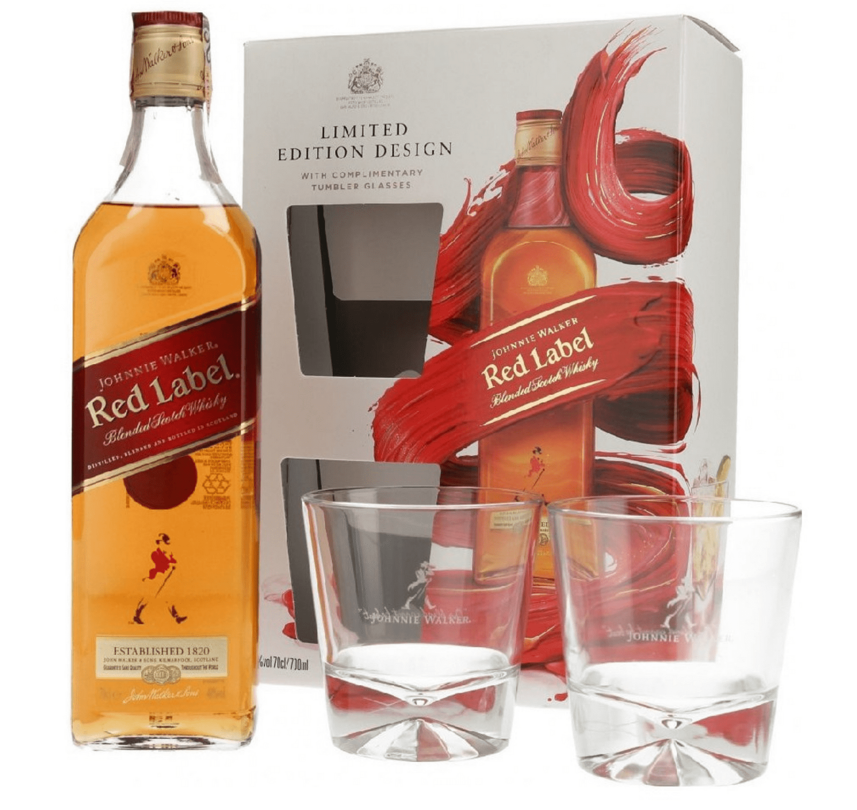 Johnnie Walker Red Label se skleničkami 0,7 l 40%