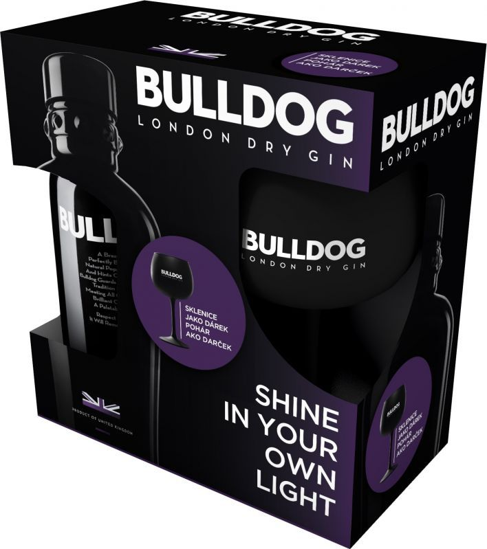 Bulldog Gin se skleničkou 40% 0,7 l