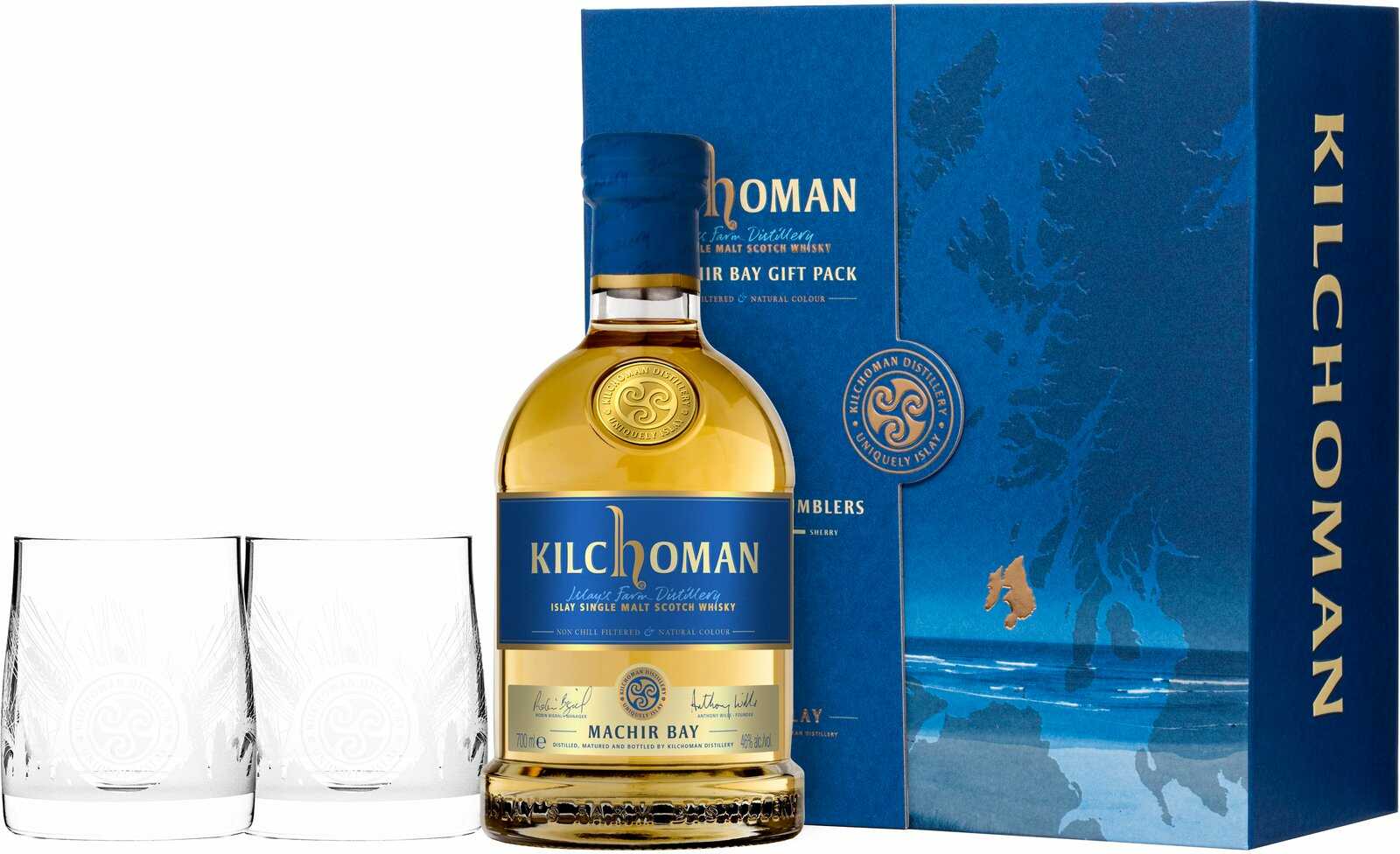 Kilchoman Machir Bay + 2 sklenice 46% 0,7l (darčekové balenie 2 poháre)