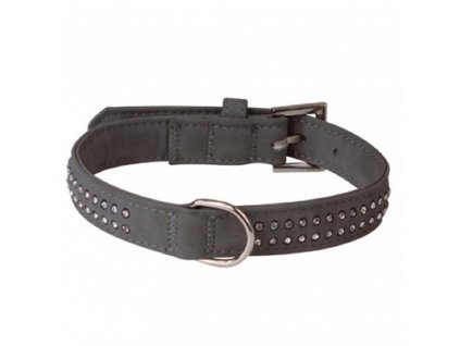 2052 obojek soft leather jednorady stras grey 22 23 cm x 14 mm