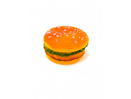 Gumový pískací hamburger pro psy - 13 cm