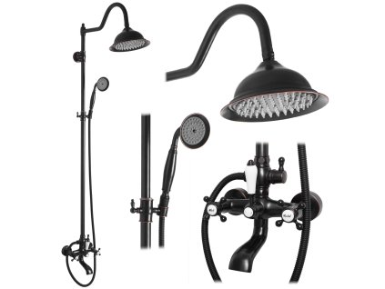 Rea Bergamo, sprchový set v retro štýle, čierna matná, REA-P5001