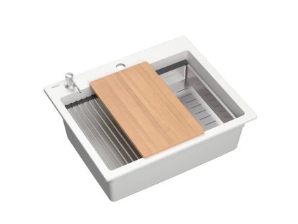 granitový drez KURT 110 WORKSTATION White