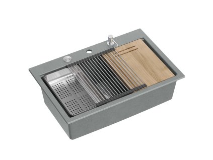 granitový drez MARC 110 WORKSTATION Grey Metallic