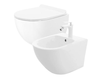 Sada WC misa + bidet CARTER WHITE, ZÁVESNÁ