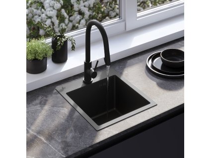 Oceľové umývadlo Leo 40 Black