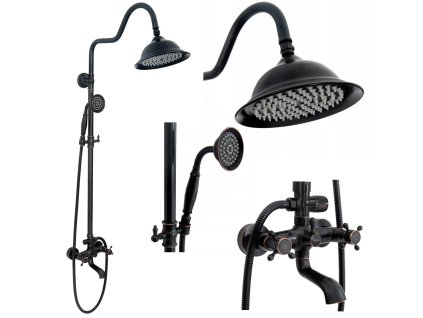 Sprchová súprava s výtokom Rea Retro Old Black čierna