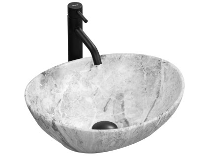 Rea Sofia Stone Marble umývadlo na dosku 41 x 35 cm, sivá, REA-U9908