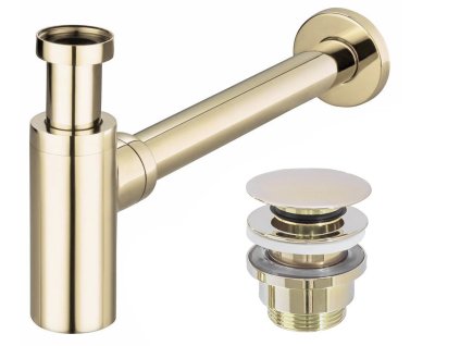 Rea univerzálny umývadlový sifón-polsifón + univerzálna umývadlová výpusť, zlatá, REA-A5692