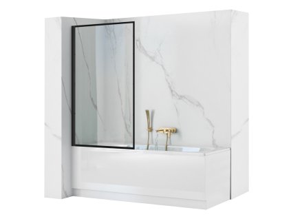 Rea Lagos Fix vaňová zástena 1-krídlová, 80x140 cm, priehľadné sklo, čierna, REA-K7390