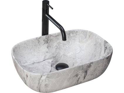 Rea Livia Stone umývadlo na dosku 47 x 34 cm, sivá, REA-U3800