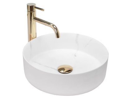 Rea Sami Marble umývadlo na dosku 36 x 36 cm, biela, REA-U8703