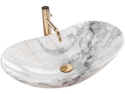 Rea Royal keramické umývadlo na dosku 62 x 36 cm, imitácia kameňa Granit, REA-U8596