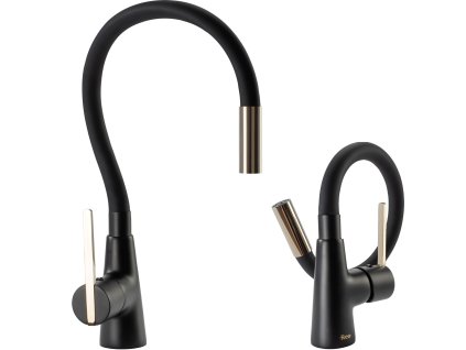 Rea Icon vysoká kuchynská batéria, flexi rameno, čierna-zlatá, REA-B5682