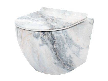 Rea Carlos Granit Shiny Rimless závesná WC misa vrátane sedadlá, imitácia kameňa, REA-C8002