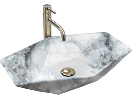 Rea Vegas Granit umývadlo na dosku 57 x 37 cm, imitácia kameňa-granit, REA-U5602