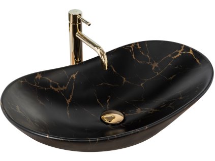 Rea Royal Marble 60 umývadlo na dosku, 61 x 36 cm, čierna, REA-U7478