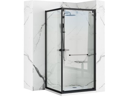 Rea Space In sprchový kút s posuvnými dverami, 90x90x195 cm, priehľadné sklo 6 mm, profil čierny, REA-K8881