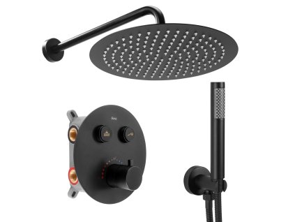 Podomietková sprchová sada REA Lungo- matná čierna + BOX, TERMOSTAT