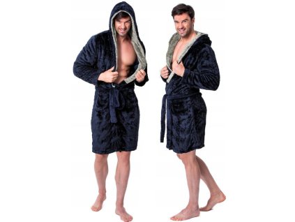 Pánsky župan Comfort šedo-modrá M