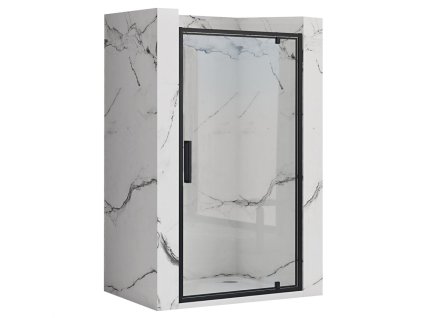 Rea Rapid Swing, jednokrídlové výklopné sprchové dvere 80 x 195 cm, priehľadné sklo, čierny profil, REA-K6408
