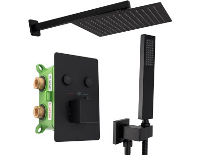 Rea Fenix Davix podomietková sprchová súprava + BOX s dažďovou hlavicou a ručnou sprchou, čierna matná, REA-P6357