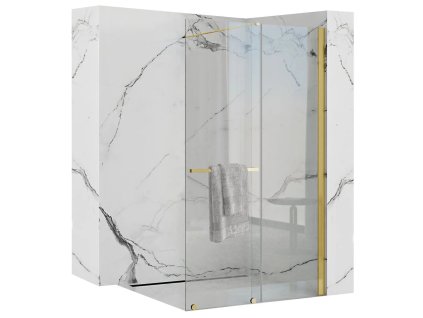 Rea Cortis Gold sprchová zástena 120x199,5 cm, priehľadné sklo, zlatá lesklá, REA-K8485