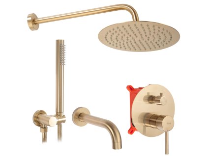 Rea Lungo podomietková sprchová sada s vaňovou výlevkou + BOX, zlatá matná, REA-P6609