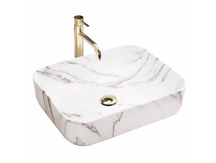Rea Demi keramické umývadlo na dosku 50,5 x 39,5 x 13 cm, imitácia kameňa Shiny Aiax, REA-U4100