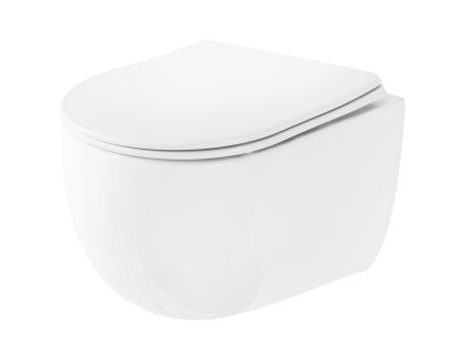 Rea Oliver závesná WC misa Rimless s toaletným sedadlom s pomalým dopadom, biela, REA-C6509