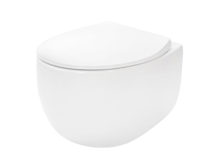 Rea Lars závesná WC misa Rimless 50x37x29 cm vrátane sedadla s pomalým zatváraním, biela, REA-C9500